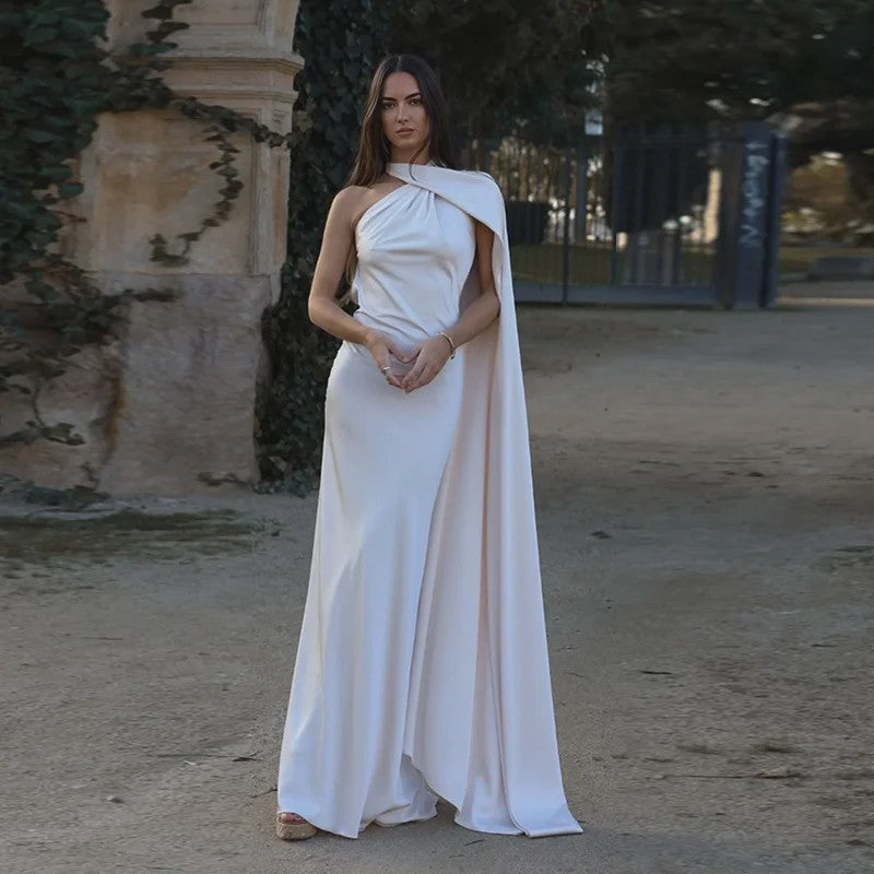 Elegante Satin Halter Jurk - Zomer Feestjurk Zonder Mouwen met Open Rug