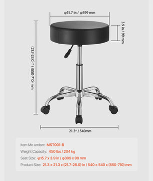 Verstelbare Werkkruk met Wielen - Hoge Capaciteit & Comfort - Ideaal voor Salon, Spa, Kliniek