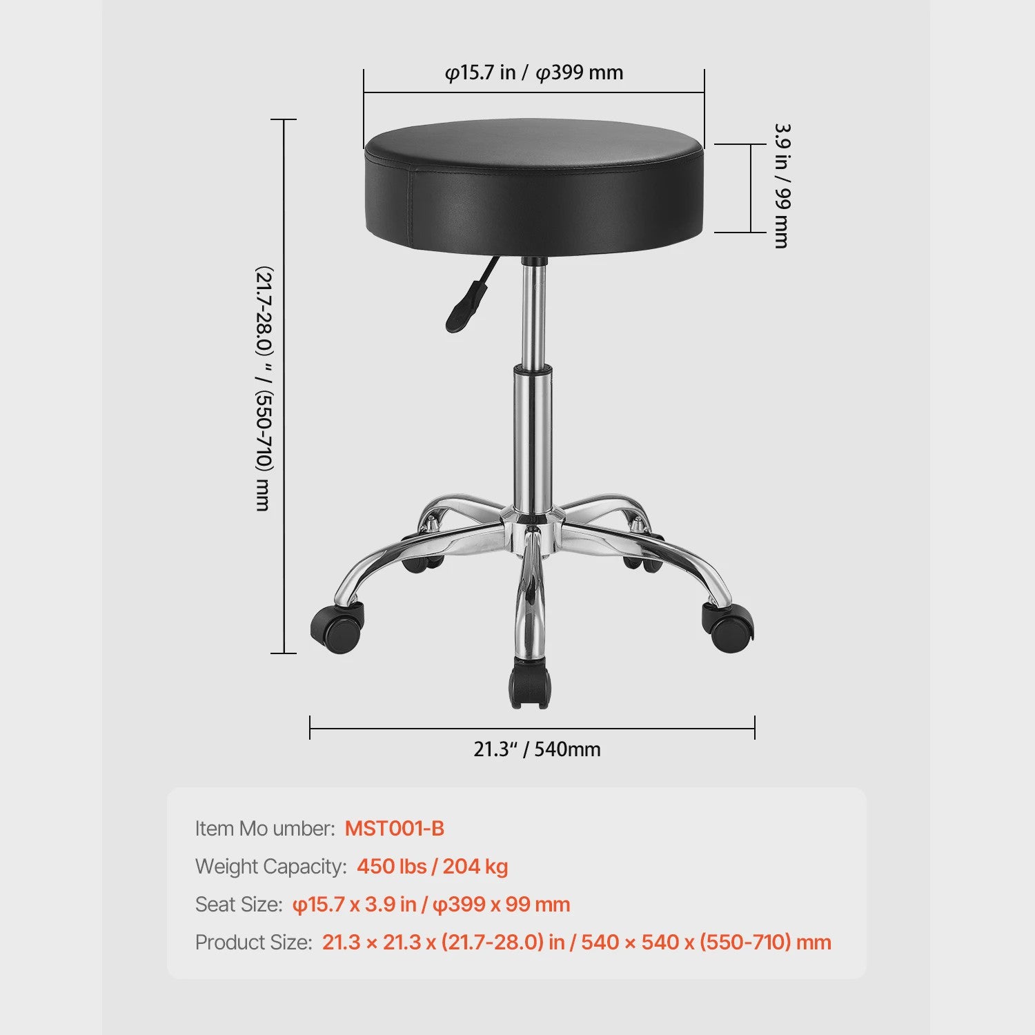 Verstelbare Werkkruk met Wielen - Hoge Capaciteit & Comfort - Ideaal voor Salon, Spa, Kliniek