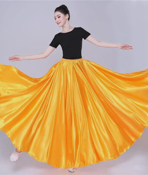 Glanzende Satijnen Lange Dansrok - Swing & Buikdans - 14 Kleuren