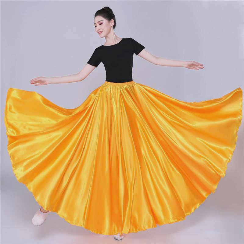 Glanzende Satijnen Lange Dansrok - Swing & Buikdans - 14 Kleuren