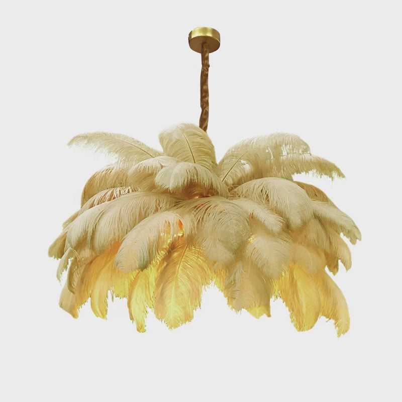 Luxe Struisvogelveer Hanglamp LED - Sfeervolle Verlichting voor Woonkamer & Slaapkamer