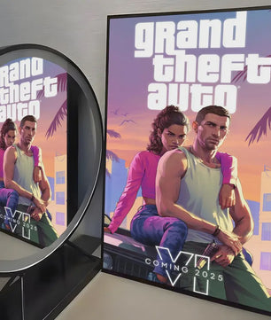 Grand Theft Auto GTA 6 Game Poster - Zelfklevend, Waterdicht & Frameloos