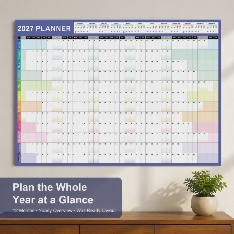 2027 Jaarplanner Kalender - Creatieve Wandkalender & Planner met Stickers