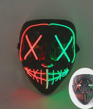 Verlicht LED Neon Purge Masker met Fiber Optic Handschoenen - Halloween & Feest