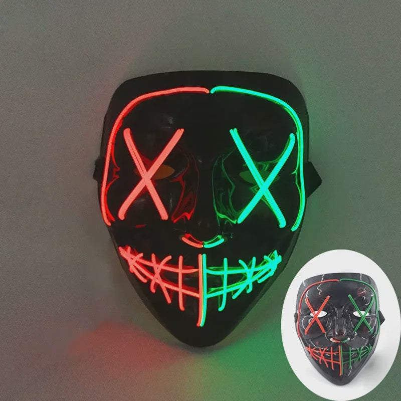 Verlicht LED Neon Purge Masker met Fiber Optic Handschoenen - Halloween & Feest