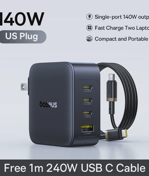 Baseus 140W GaN Snellader - Krachtige PD USB-C Oplader voor Laptop, Tablet & Smartphone