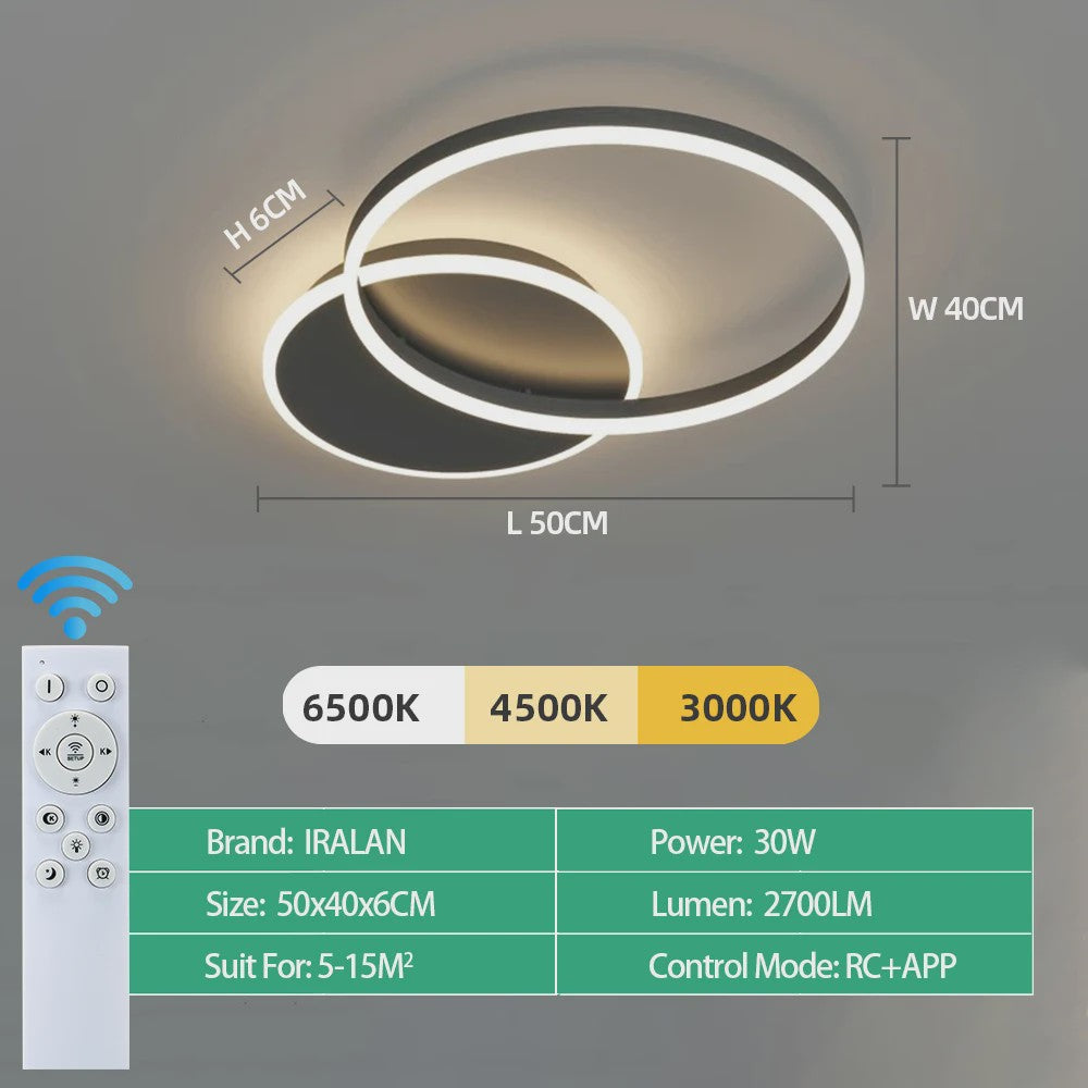 Moderne LED Plafondlamp Chandelier - Dimbare Ring Lamp voor Woonkamer & Slaapkamer