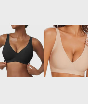 Seamless Beugelvrije BH met Luipaardprint - Diepe V-hals & Push-up Effect