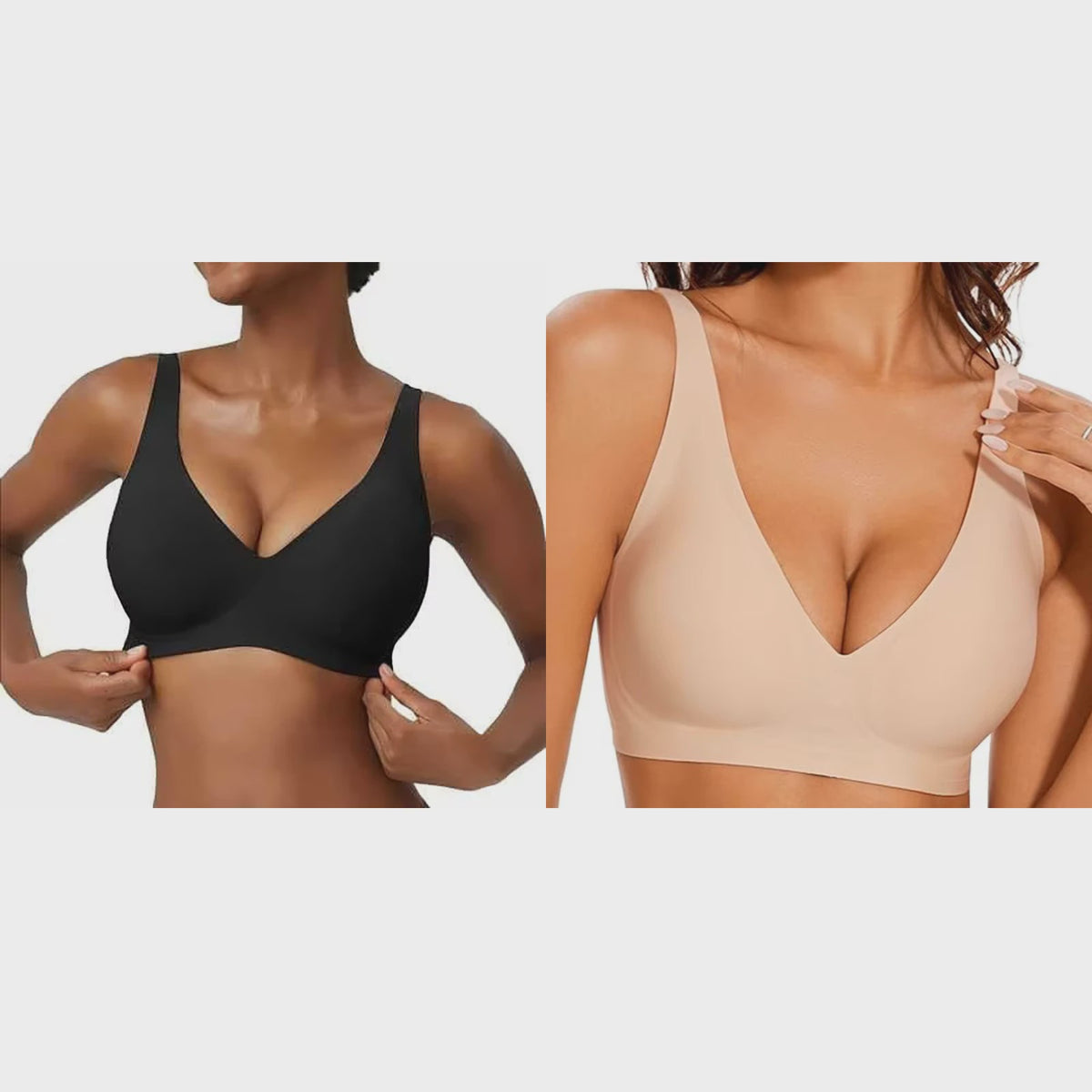 Seamless Beugelvrije BH met Luipaardprint - Diepe V-hals & Push-up Effect