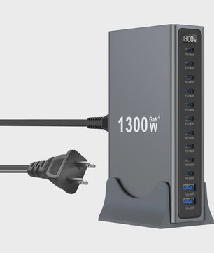 1300W GaN Desktop Snellader Station met Meerdere USB-C Poorten voor Laptops, Tablets & Smartphones