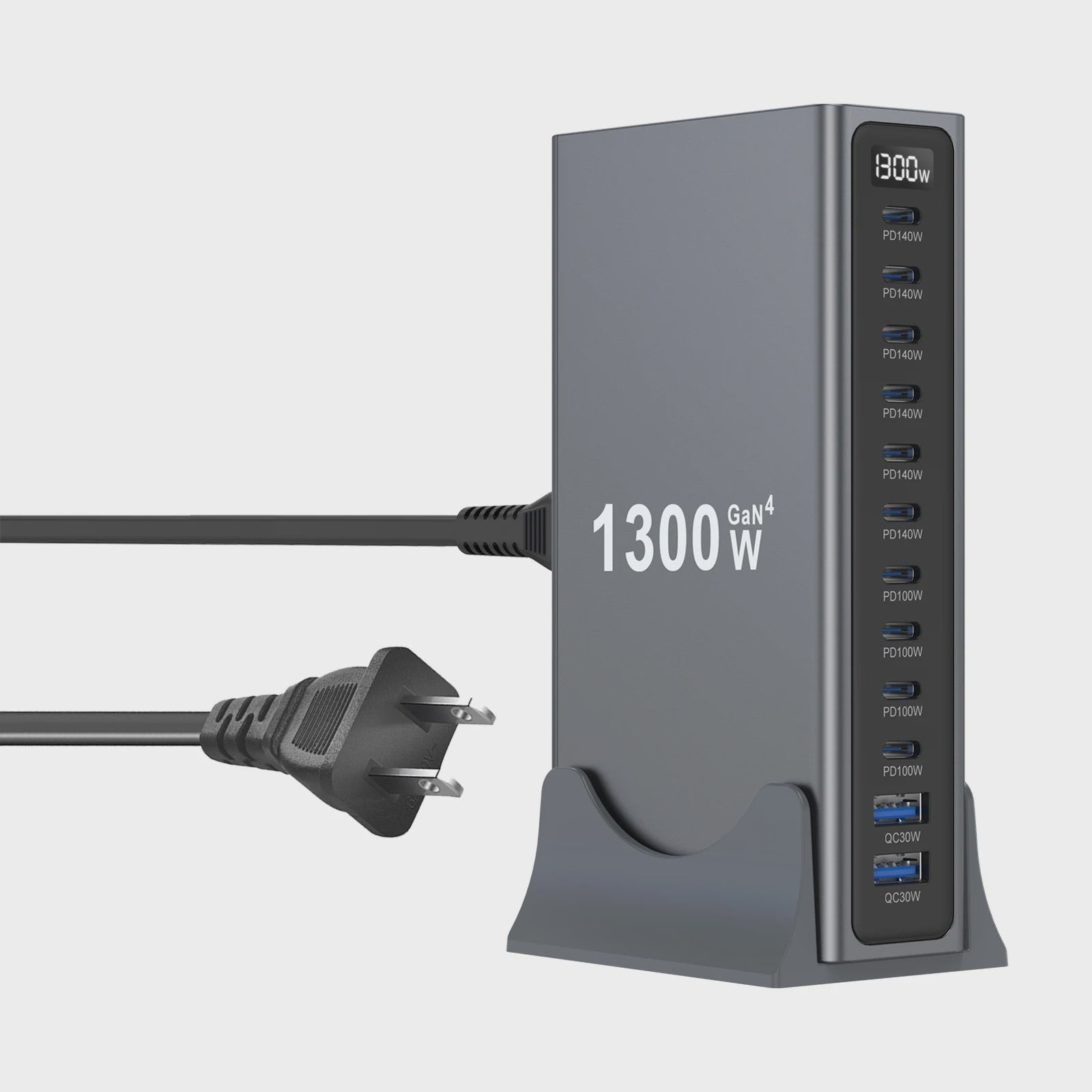 1300W GaN Desktop Snellader Station met Meerdere USB-C Poorten voor Laptops, Tablets & Smartphones