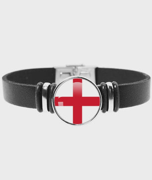 Leren Armband met Vlag van [Land] - Stijlvolle Bangle voor Dames en Heren
