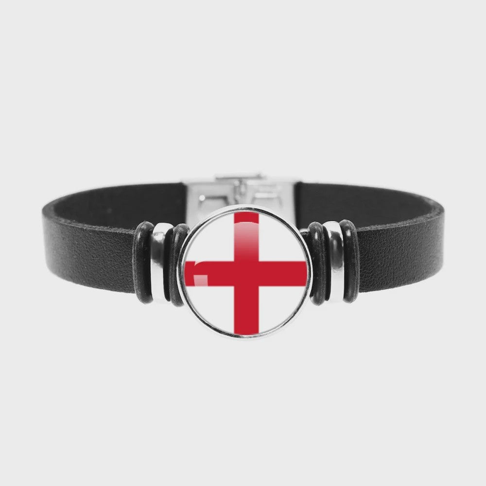 Leren Armband met Vlag van [Land] - Stijlvolle Bangle voor Dames en Heren