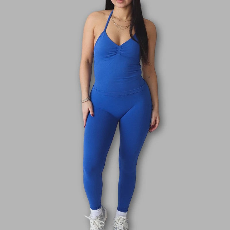 Dames Sportset: Backless Tanktop & Scrunch Seamless Legging
