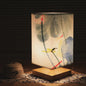 Vintage Houten Tafellamp met Chinees Landschapsschildering - Sfeervolle Decoratie