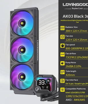 LOVINGCOOL AK Waterkoeler 240/360mm met ARGB, Digitaal Display & Abyss Mirror