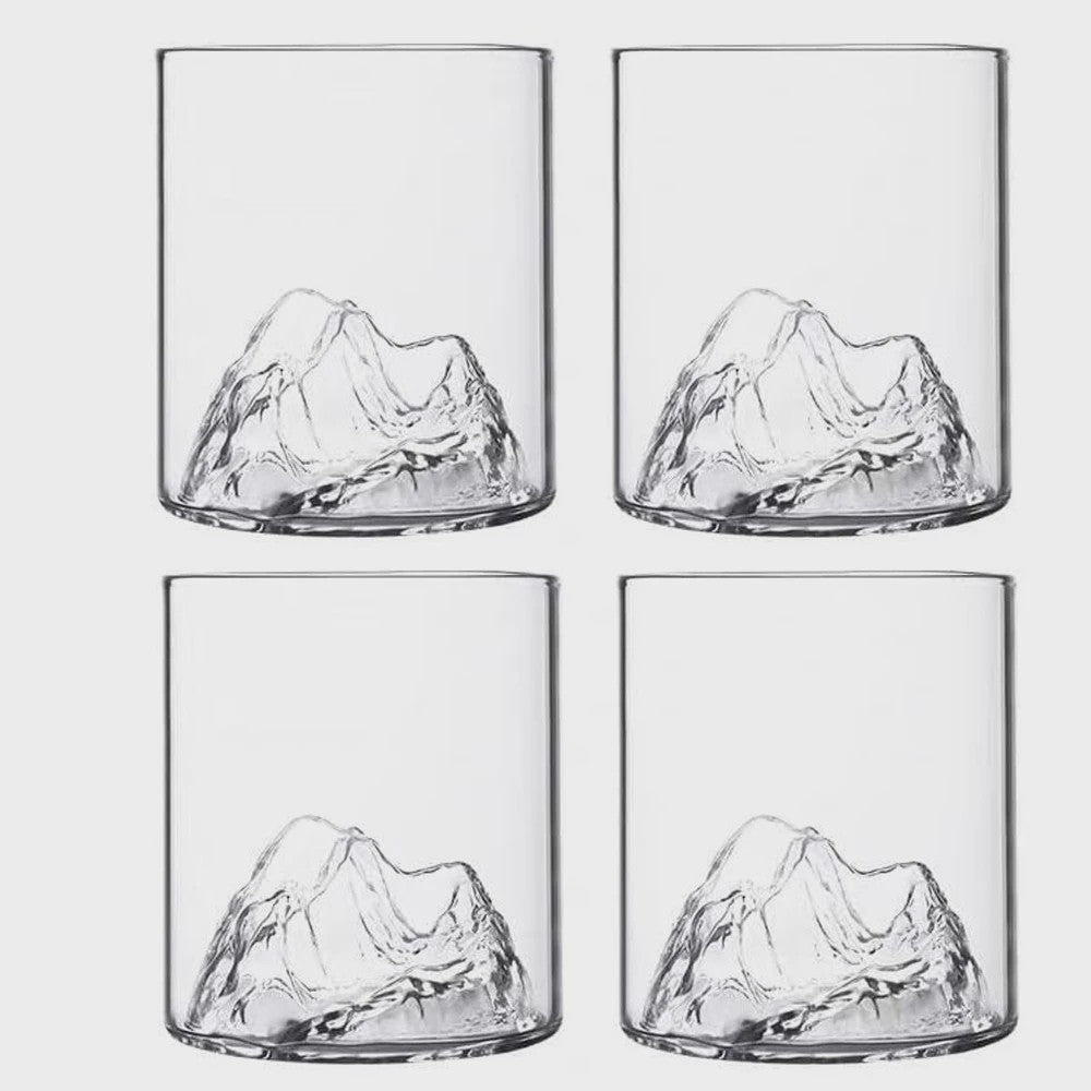 Set van 2 Whiskeyglazen met 3D Berg Design - Kristalhelder & Uniek