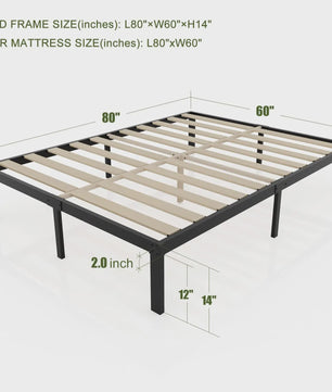 Heavy Duty Stalen Bedframe met Houten Lattenbodem - 3500lbs Draagkracht