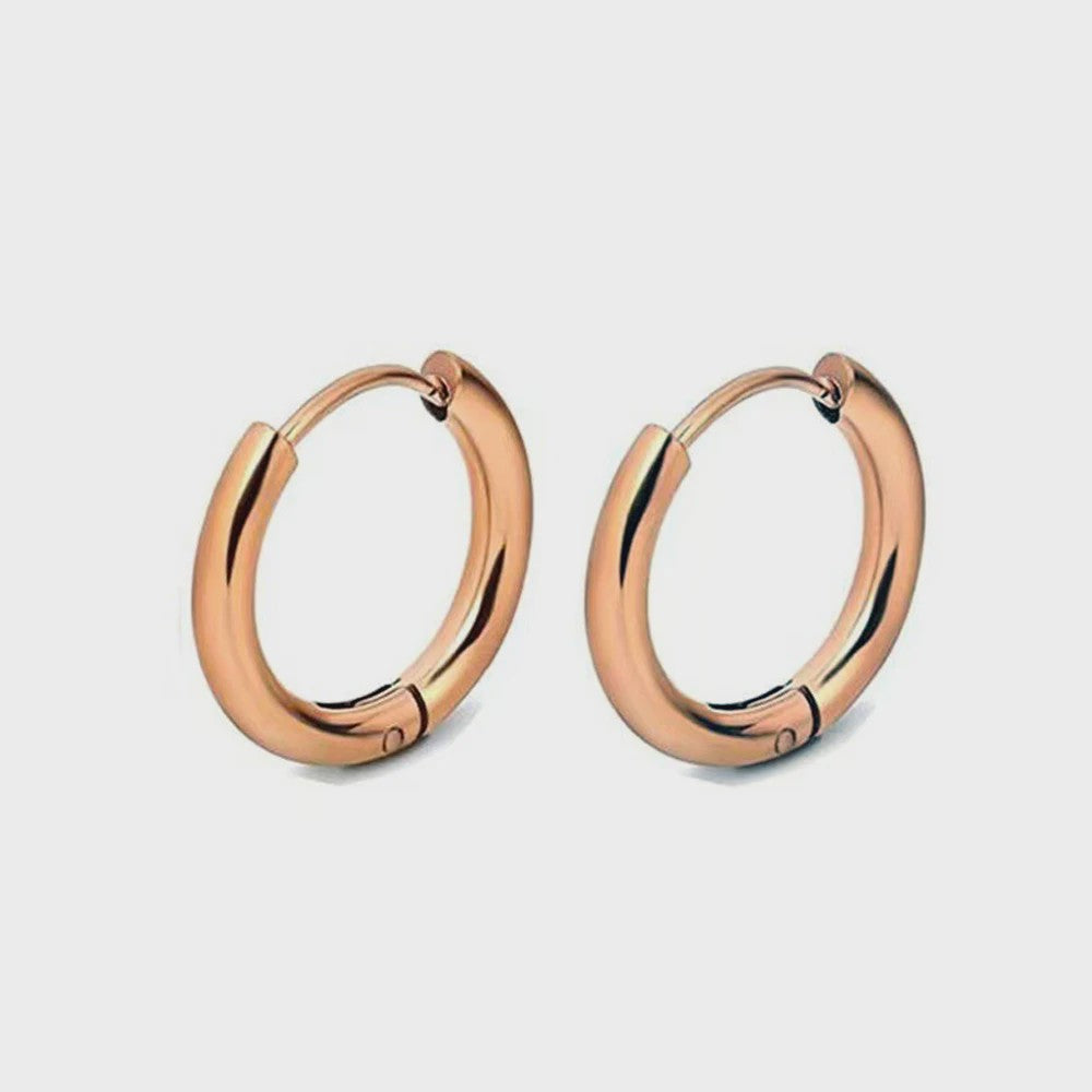 Roestvrijstalen Hoops Oorbellen - Goudkleurig, Zilver, Zwart & Regenboog - Unisex