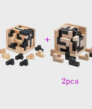 Houten 3D Kubus Puzzel - Educatief Breinbreker Spel voor Kinderen