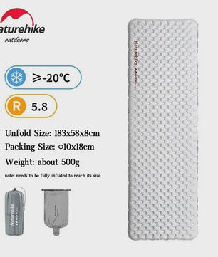 Naturehike Ultralichte Kampeerluchtmatras R-waarde 5.8 - Warm & Compact
