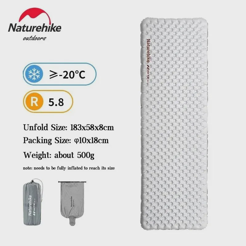 Naturehike Ultralichte Kampeerluchtmatras R-waarde 5.8 - Warm & Compact