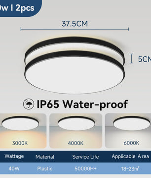 Waterdichte LED Plafondlamp Rond - 18W/30W/40W - IP44 - Keuken, Badkamer, Woonkamer
