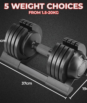 Verstelbare Dumbbells Set 1.5-24 kg met 5 Gewichtsniveaus - Compact en Efficiënt Trainen
