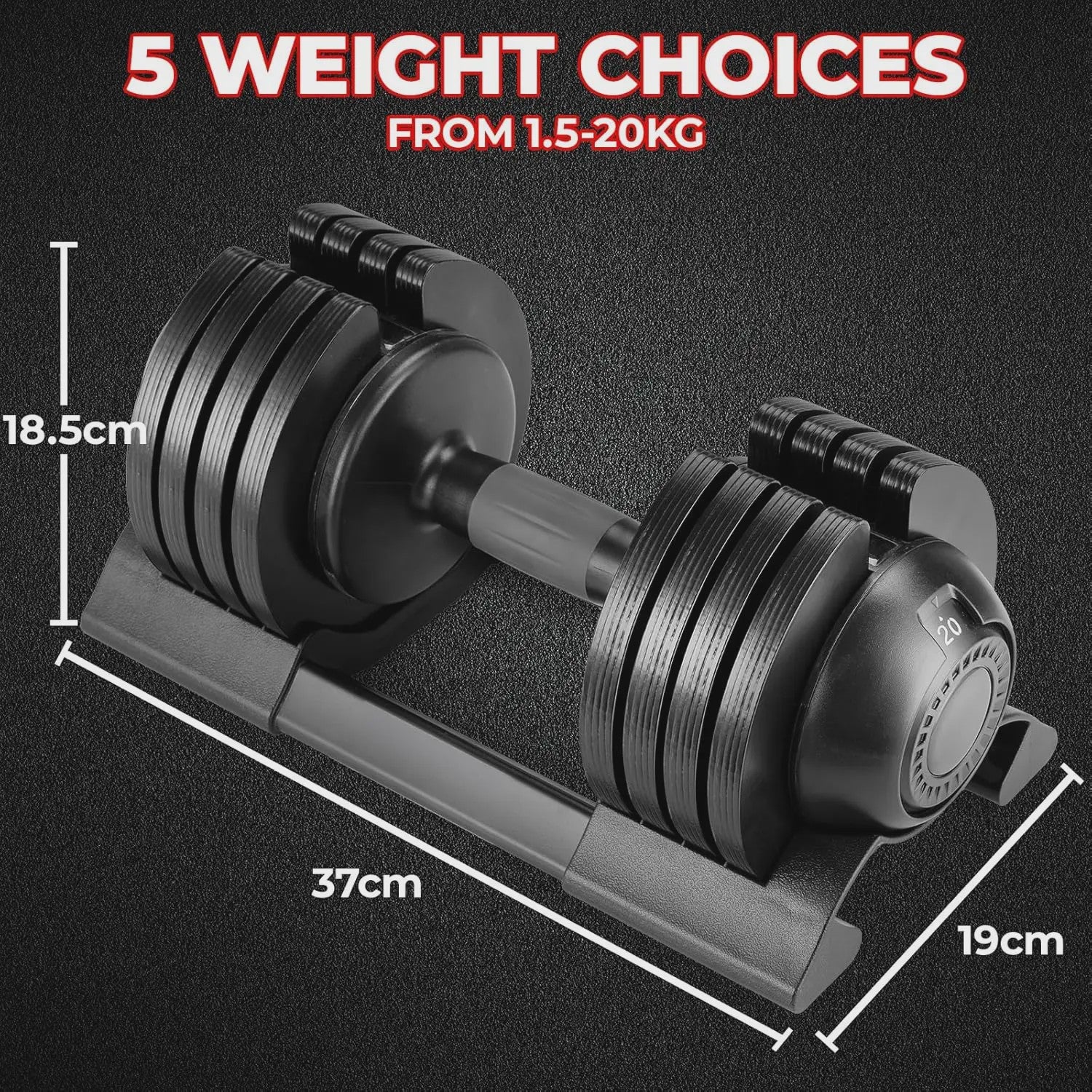 Verstelbare Dumbbells Set 1.5-24 kg met 5 Gewichtsniveaus - Compact en Efficiënt Trainen