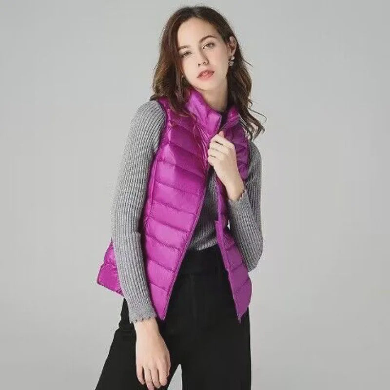 Stijlvolle Dames Bodywarmer - Lichtgewicht & Warm met Witte Eendendons Vulling