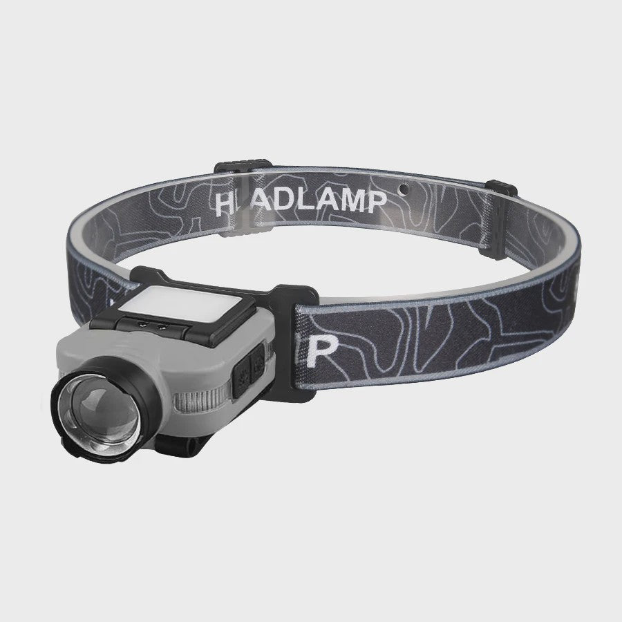 Slimme LED Hoofdlamp met Sensor, Oplaadbaar via USB-C, Power Display & Clip