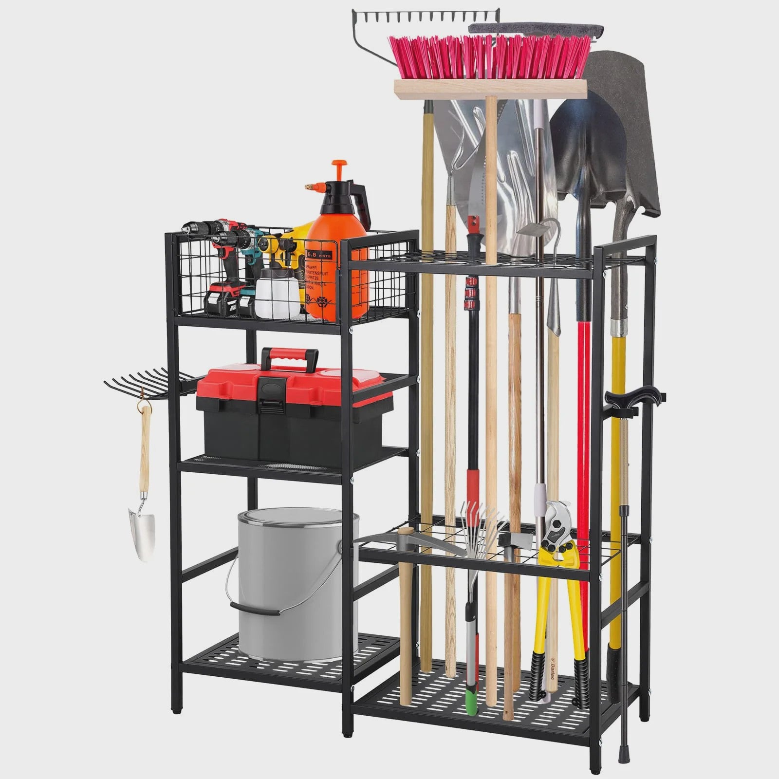Gereedschap Organizer Tuin - 3 Laags Opbergrek met Mand voor Garage & Tuin