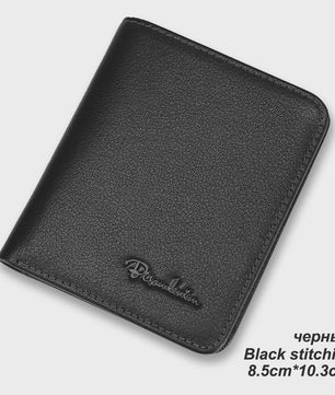 Bison Denim Heren Portemonnee - Echt Leer, Zwart, Mini Model N4429