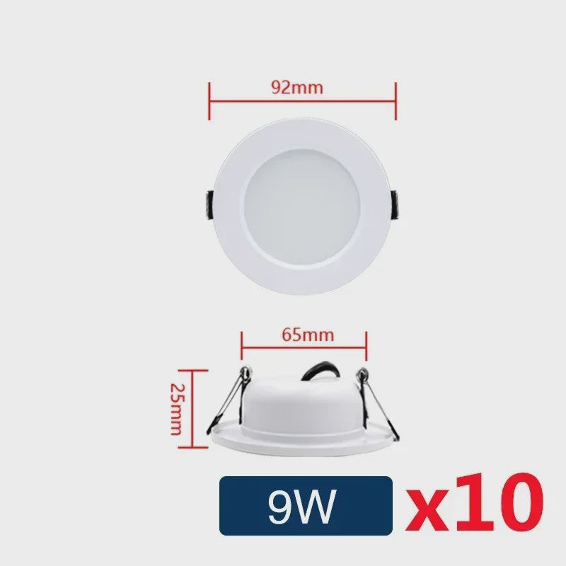 Set van 10 LED Downlighters Wit 5W-18W Rond Plafondlamp DC 12V/24V AC 110V/220V