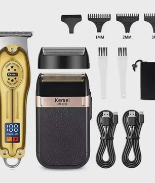 Kemei Professionele Oplaadbare Baard- en Haartrimmer KM-2628 - Goudkleurig