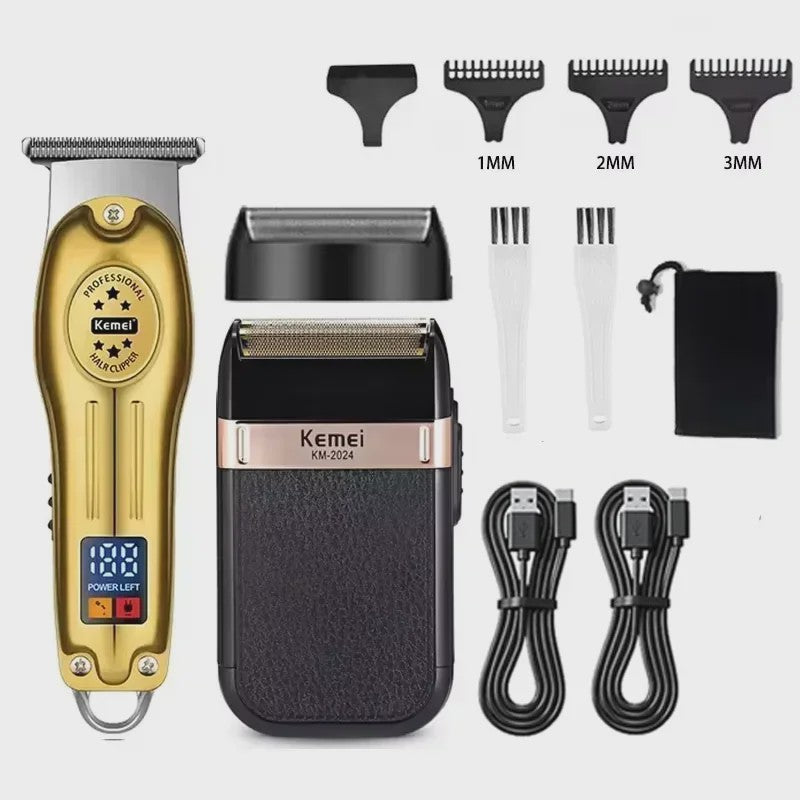 Kemei Professionele Oplaadbare Baard- en Haartrimmer KM-2628 - Goudkleurig