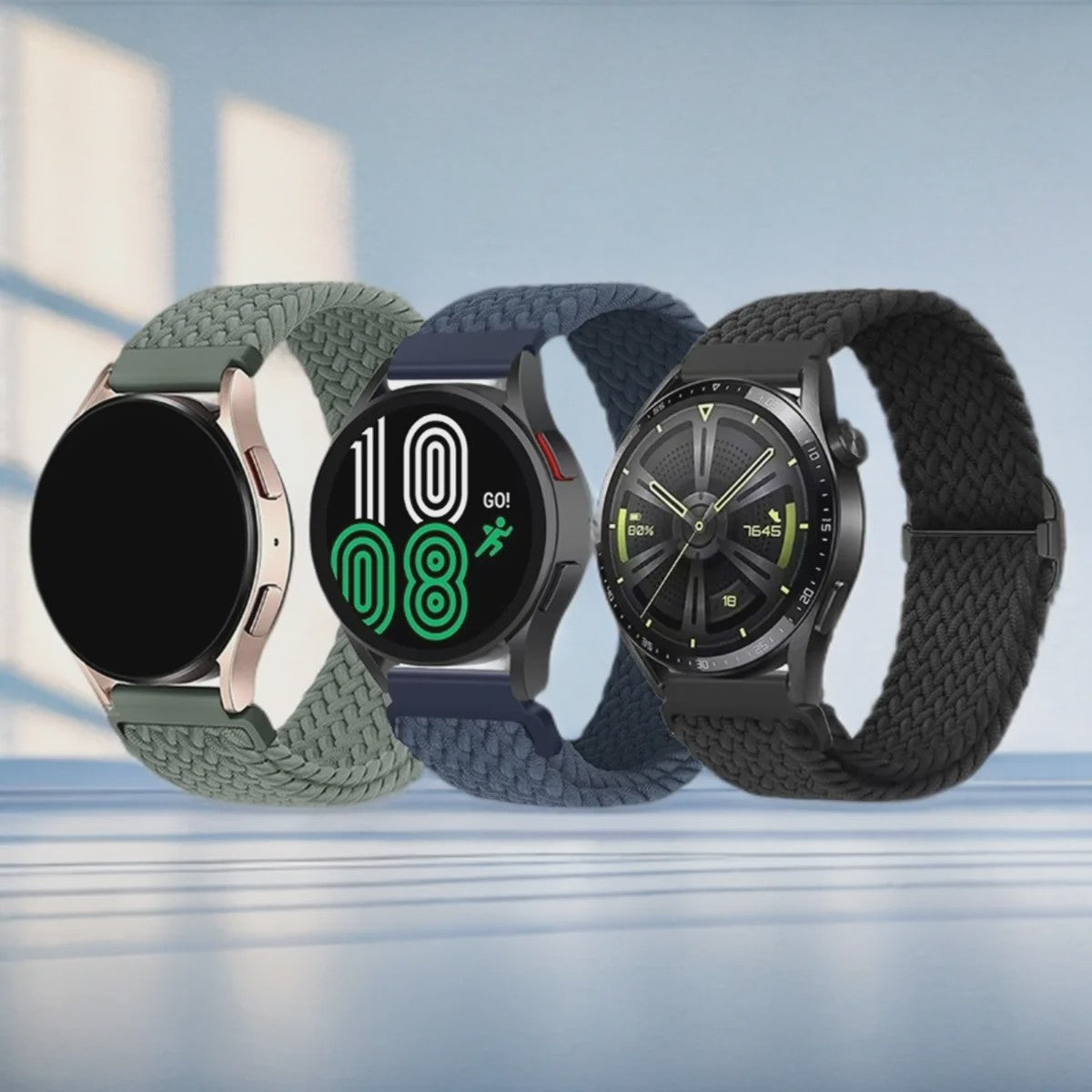 3x Elastische Nylon Bandjes voor Smartwatches (18/20/22mm) - Snelwissel & Comfortabel
