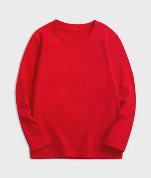 Kinder T-shirt met Lange Mouwen van Katoen - Uni Kleur Basis T-shirt voor Jongens en Meisjes - Perfect voor de Lente