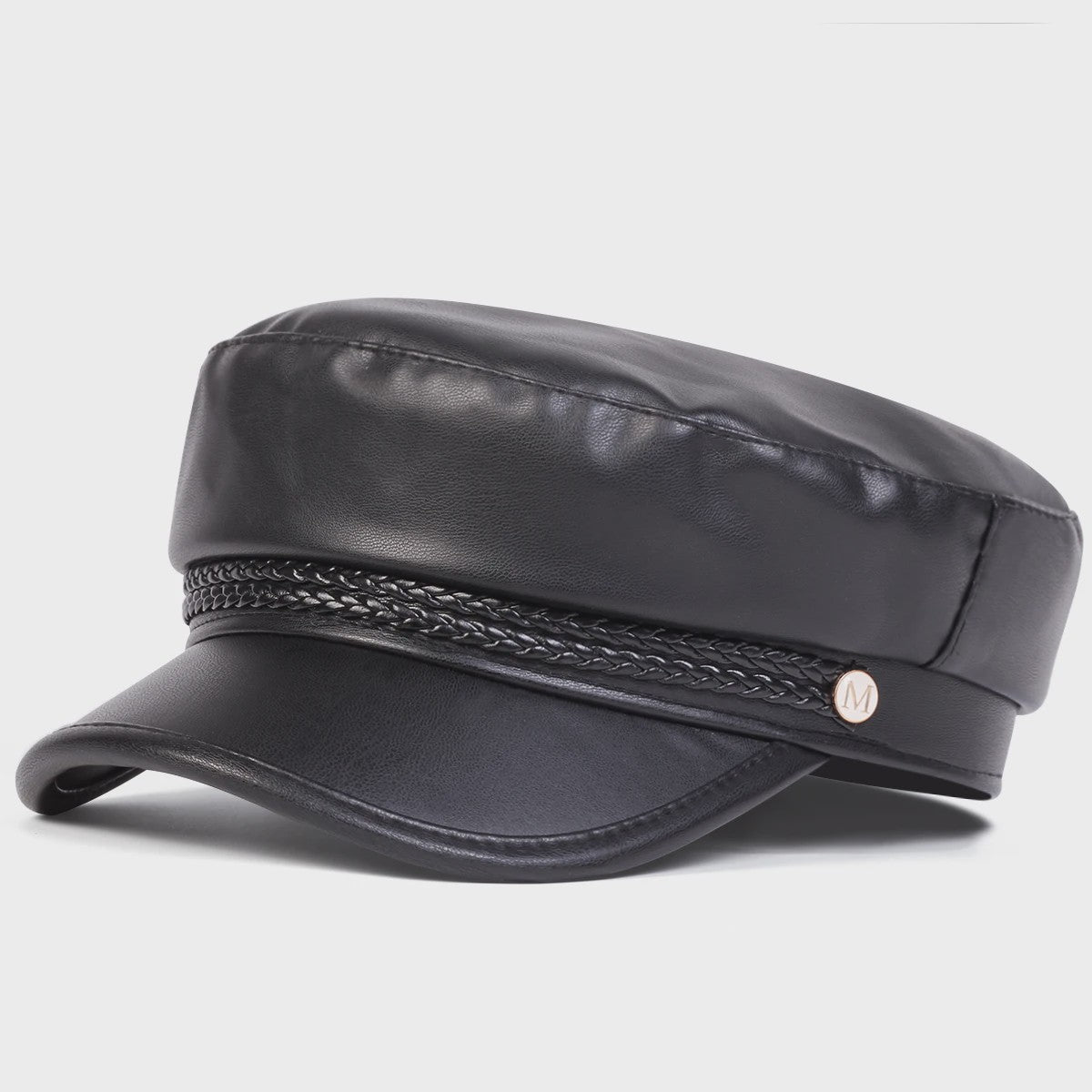 Stoere Unisex Leren Pet met Ringen en Gesp - Sailor, Captain, Militaire Stijl