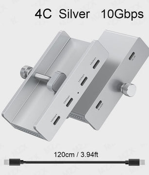 Aluminium USB 3.0/3.2 Hub met Clip: 5Gbps/10Gbps Docking Station voor Monitor & Bureau