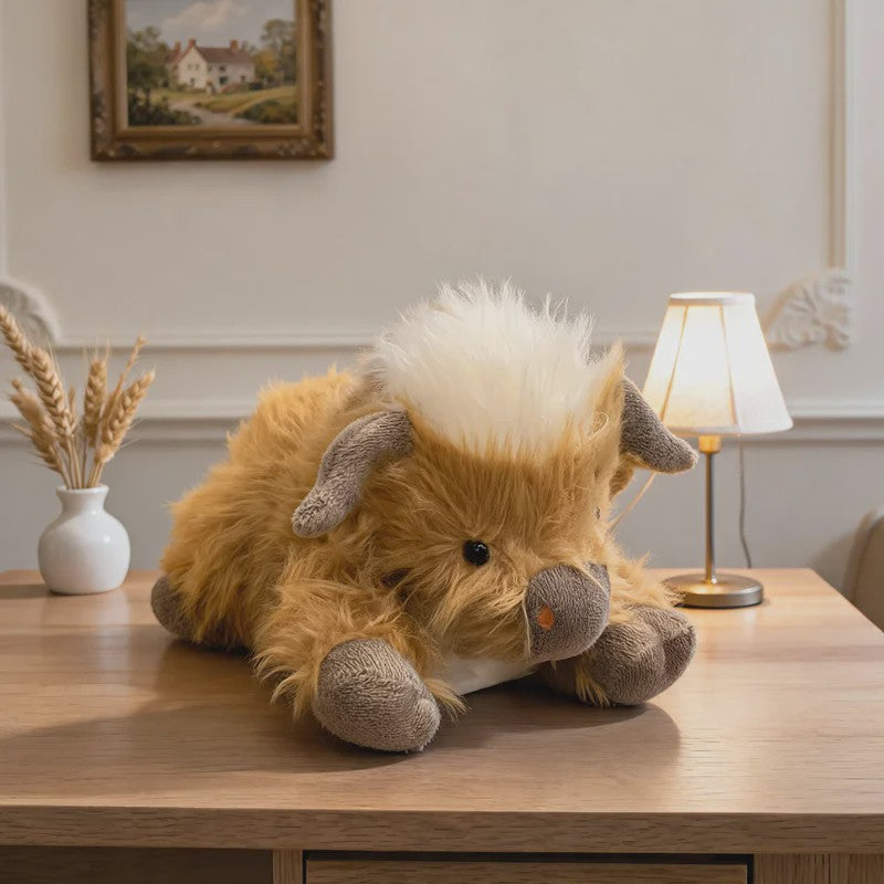 Schattige Highland Cattle Pluche Knuffel - Zacht & Fluffy Dier - Verkrijgbaar in 30/50cm - Zit of Lig Positie