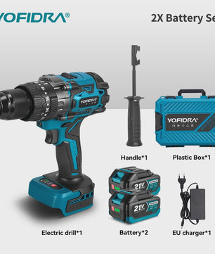 YOFIDRA 21V Brushless Accuboormachine 900Nm 13mm - Krachtige Boor- en Schroefmachine
