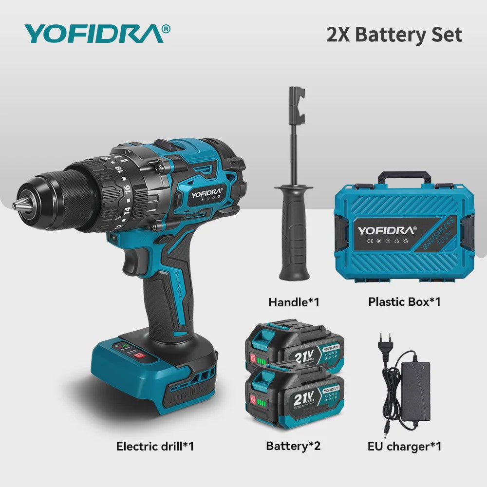 YOFIDRA 21V Brushless Accuboormachine 900Nm 13mm - Krachtige Boor- en Schroefmachine