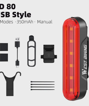 Slimme Fietslamp Achterlicht met Laser & Rem sensor - USB Oplaadbaar, Waterdicht