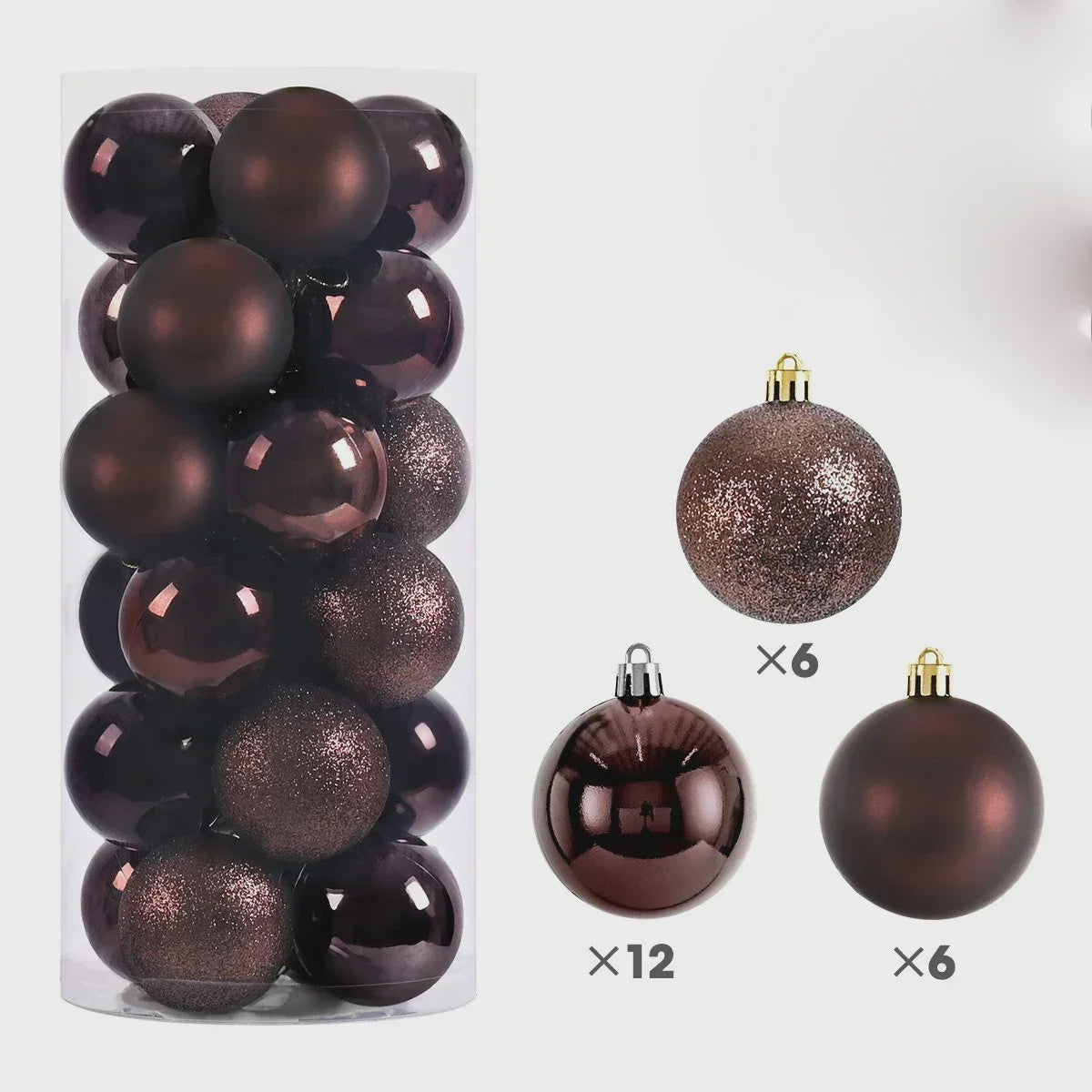 24x Kerstballen Set - 3/4/6cm - Multicolor & Glitter - Kerstboom Decoratie