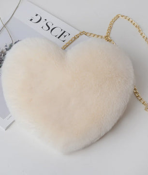 Schattige Hartvormige Pluche Schoudertas met Ketting - Dames Crossbody Tas