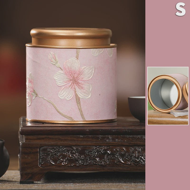 Decoratieve Theeblik met Bloemenprint - Afsluitbare Opbergbus voor Thee