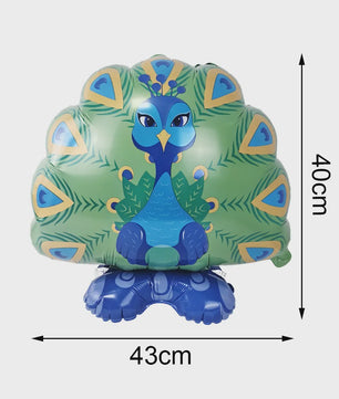 Jungle Dieren Ballondecoratie Set - Struisvogel, Gorilla, Toucan & Pauw voor Feestjes