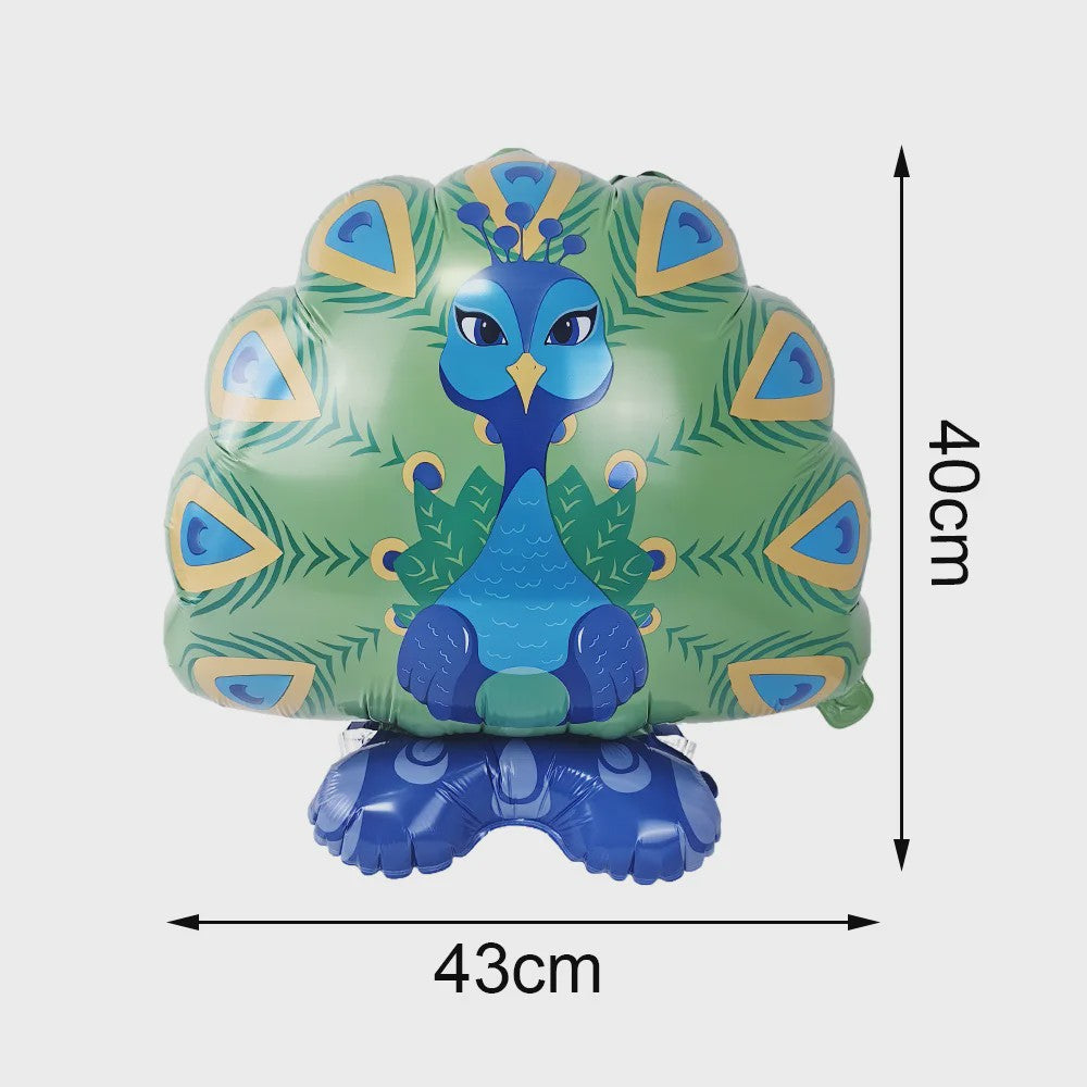 Jungle Dieren Ballondecoratie Set - Struisvogel, Gorilla, Toucan & Pauw voor Feestjes